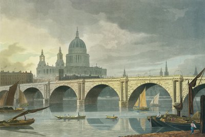 Vue sud-ouest de la cathédrale Saint-Paul et du pont de Blackfriars, 1810 - George Fennel Robson